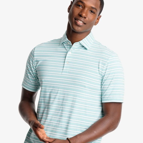 Southern Tide Short Sleeve Soft Knitted Horizontal Stripe Polo Top - Picture 3 of 16